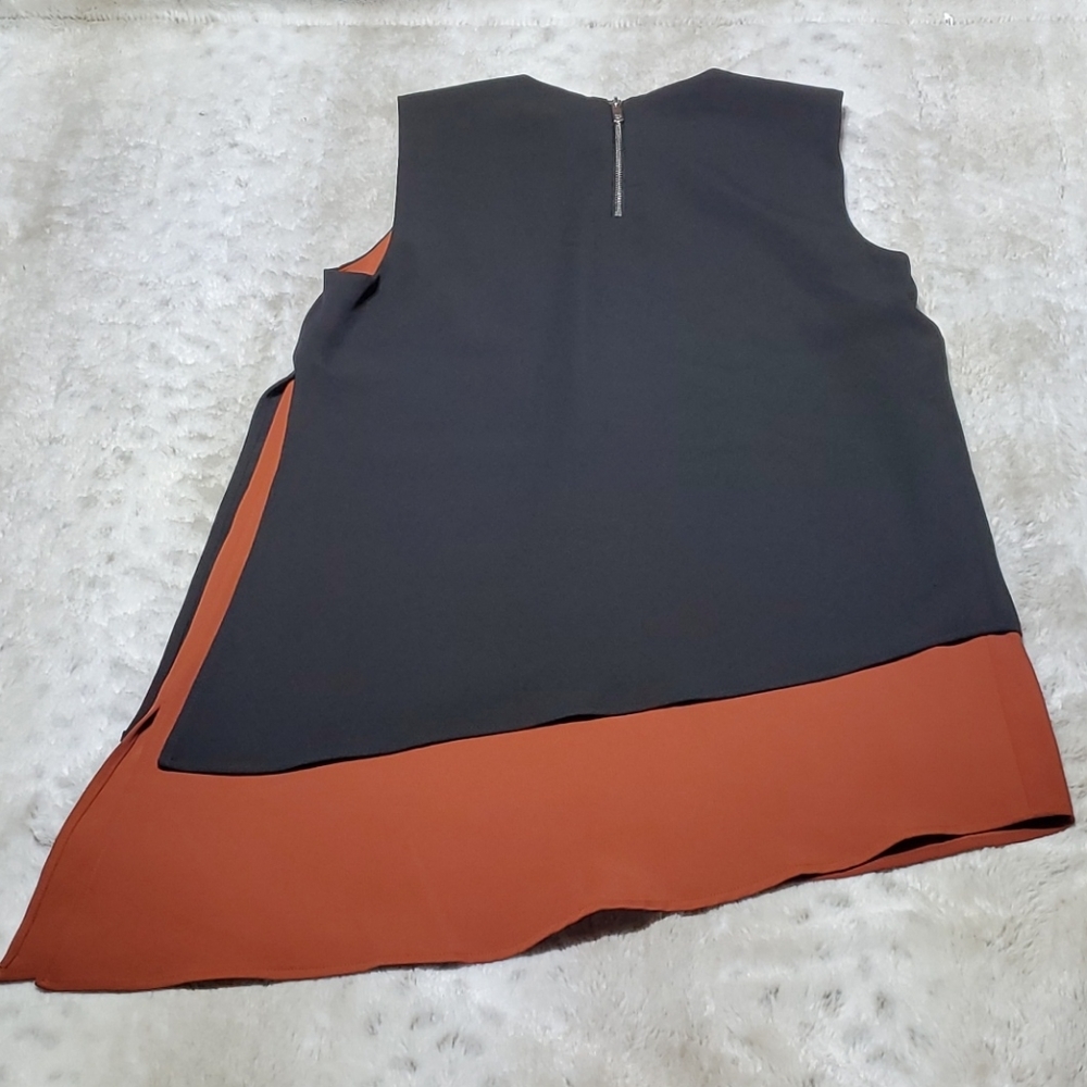 DKNY Black Brow Asymmetrical Layered Blouse Tank Shell Size XS Bust 36 In NWT - Picture 7 of 7